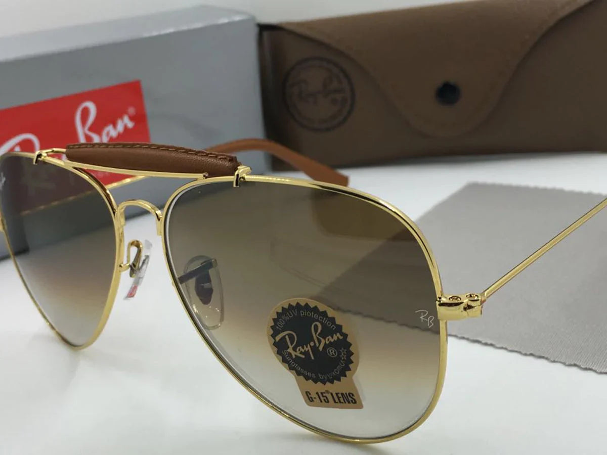 Stylish Brown Shade & Gold Fancy Bridge Sunglasses