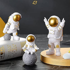 Astronaut Spaceman Statue Decors Set of 3 - Golden