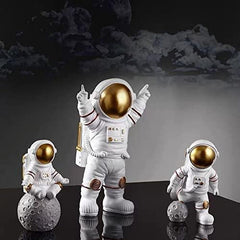 Astronaut Spaceman Statue Decors Set of 3 - Golden