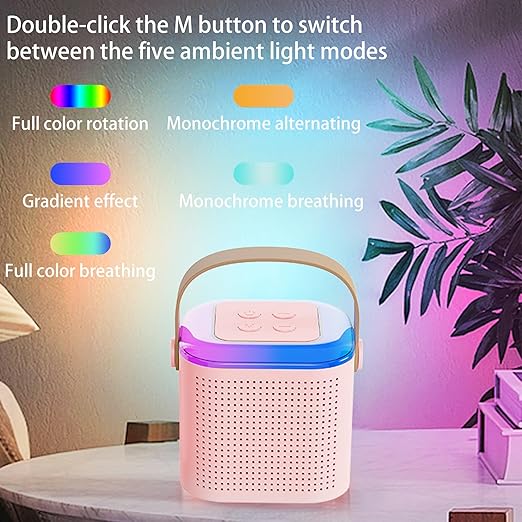 Mini Karaoke Machine, RGB Light Wireless Speaker Microphone Set