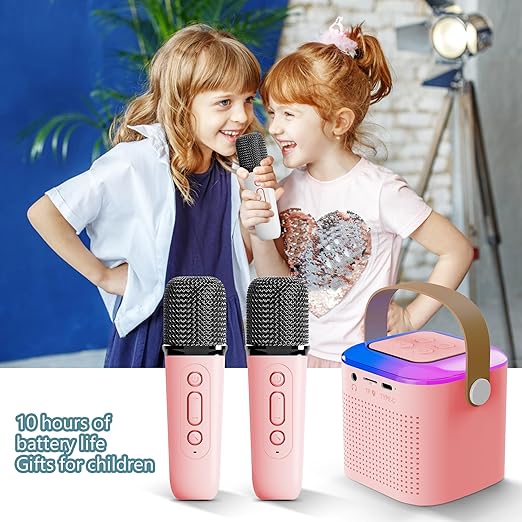 Mini Karaoke Machine, RGB Light Wireless Speaker Microphone Set