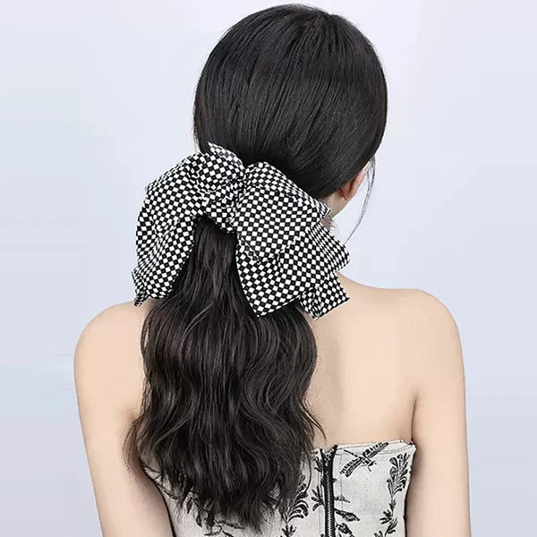 Natural Wavy Claw Clip Ponytail Hair Extensions with Bowknot