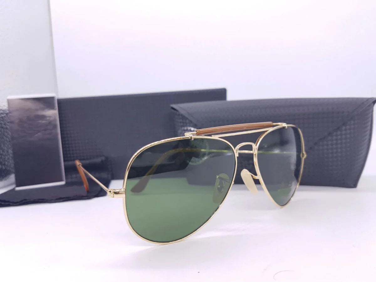 Green & Gold Fancy Bridge Master Sunglasses For Men