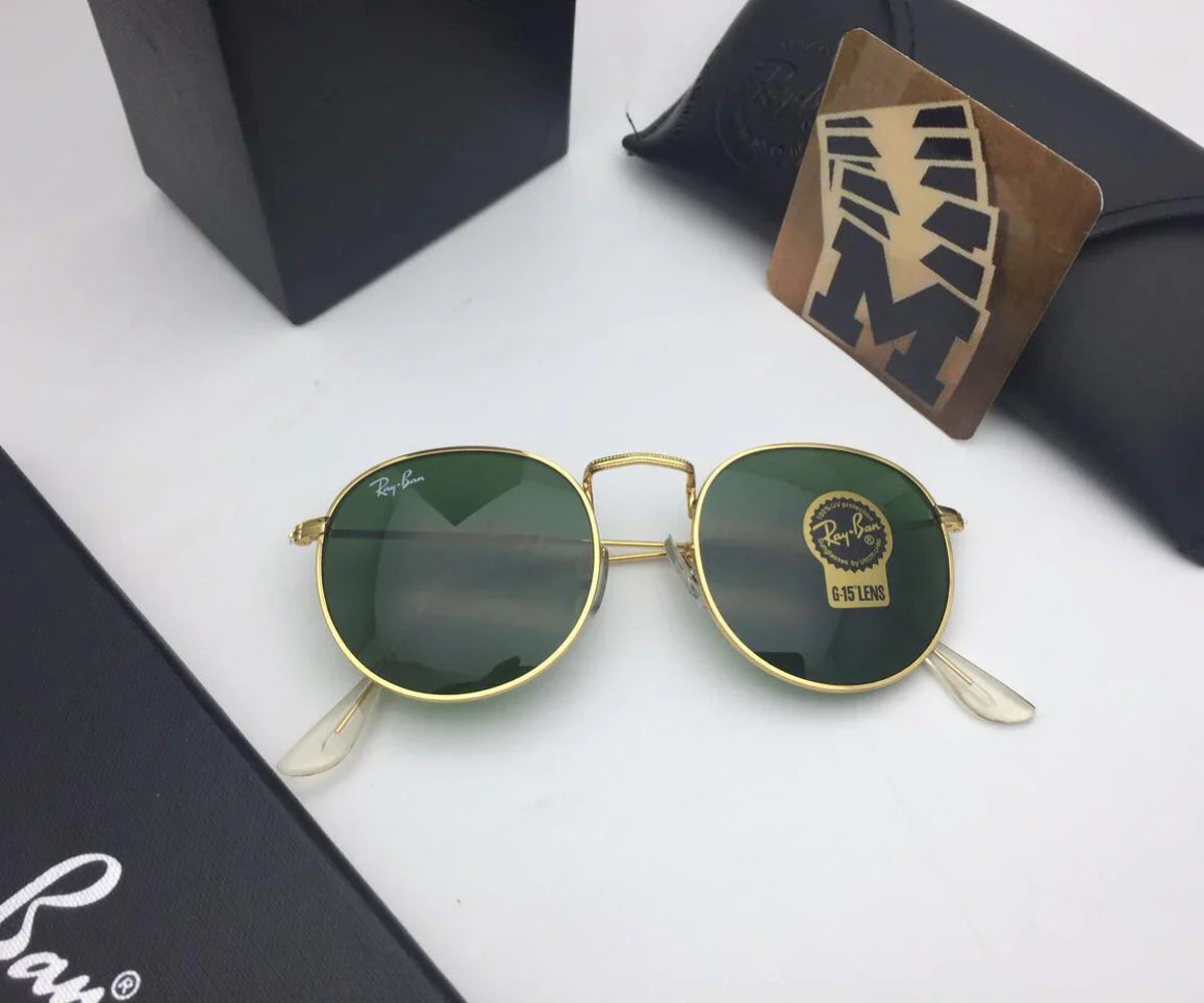 Stylish Green & Gold  Round Master Sunglasses