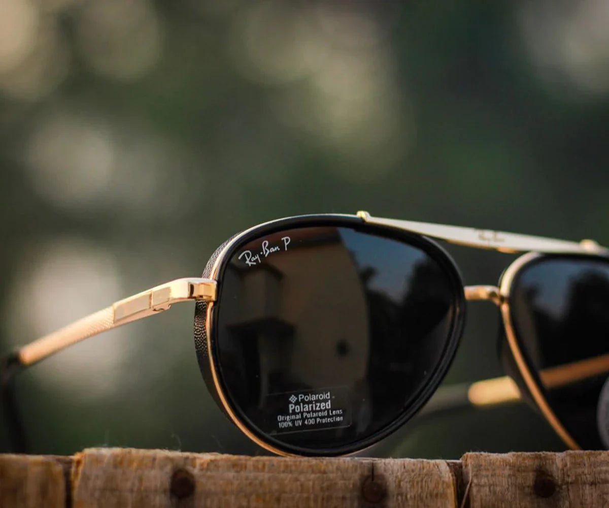 Stylish Black & Gold Casual Master Sunglasses For Unisex