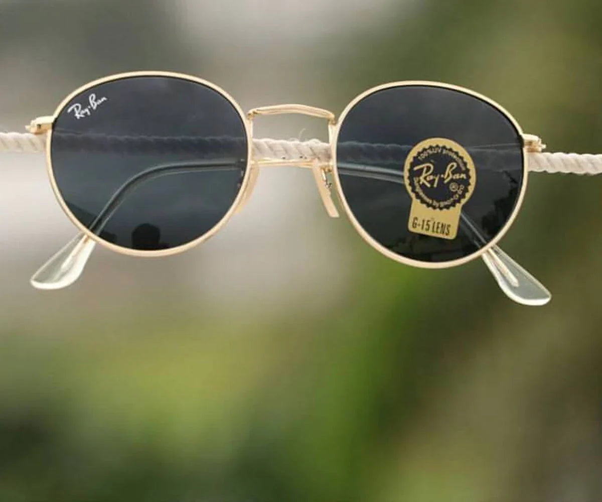 Stylish Black & Gold Round Master  Sunglasses For Men