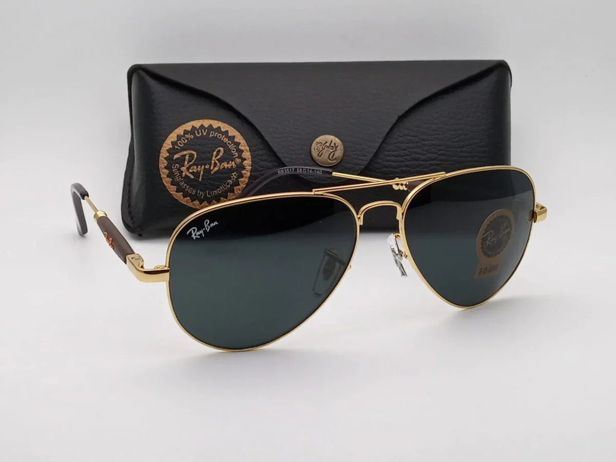 Stylish Black & Gold Oval Trading Sunglasses