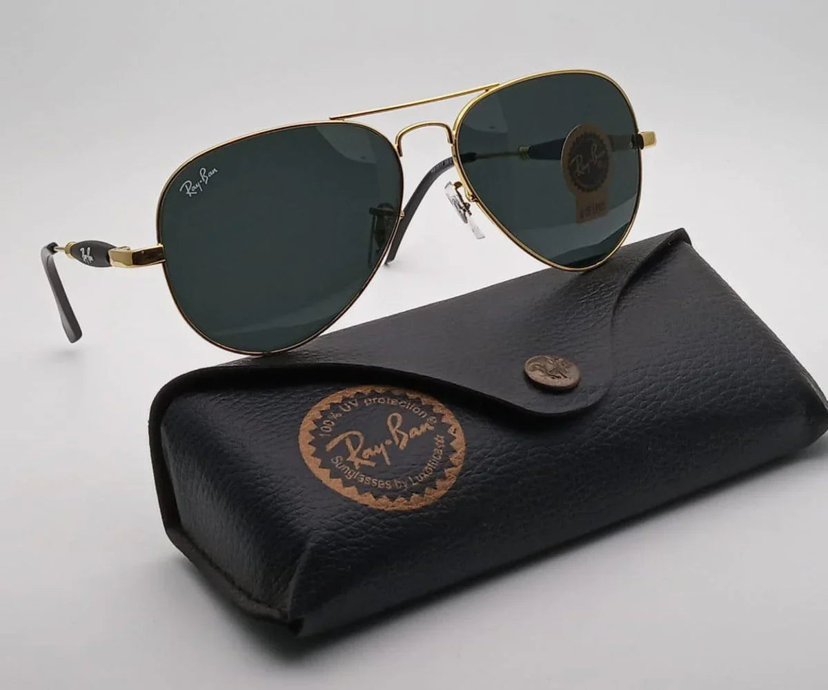 Stylish Design Black & Gold Sunglasses For Unisex