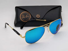 Aqua Blue & Gold Unique Model Vintage Sunglasses For Men