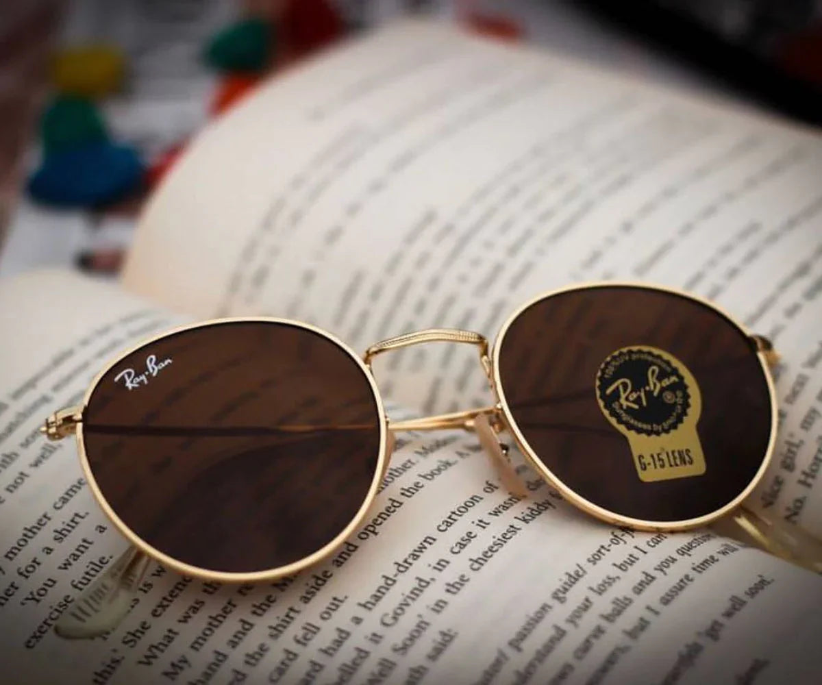 Stylish Brown & Gold Round Master  Sunglasses For Men