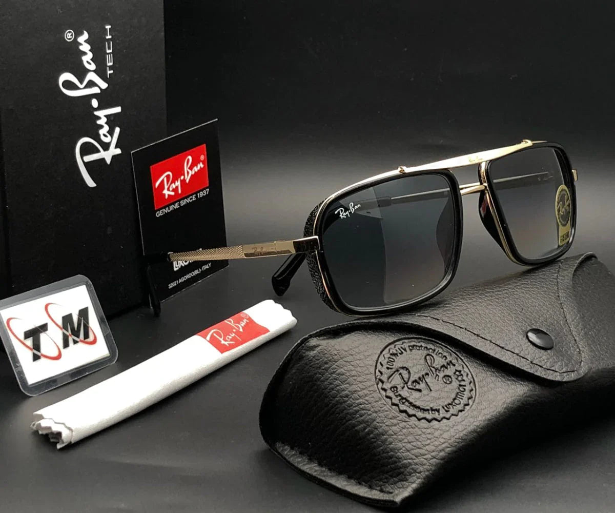 Special Design Black & Gold Sunglasses For Unisex