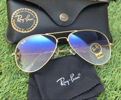 Stylish Aviator Blue Shade & Golden Sunglasses For Men