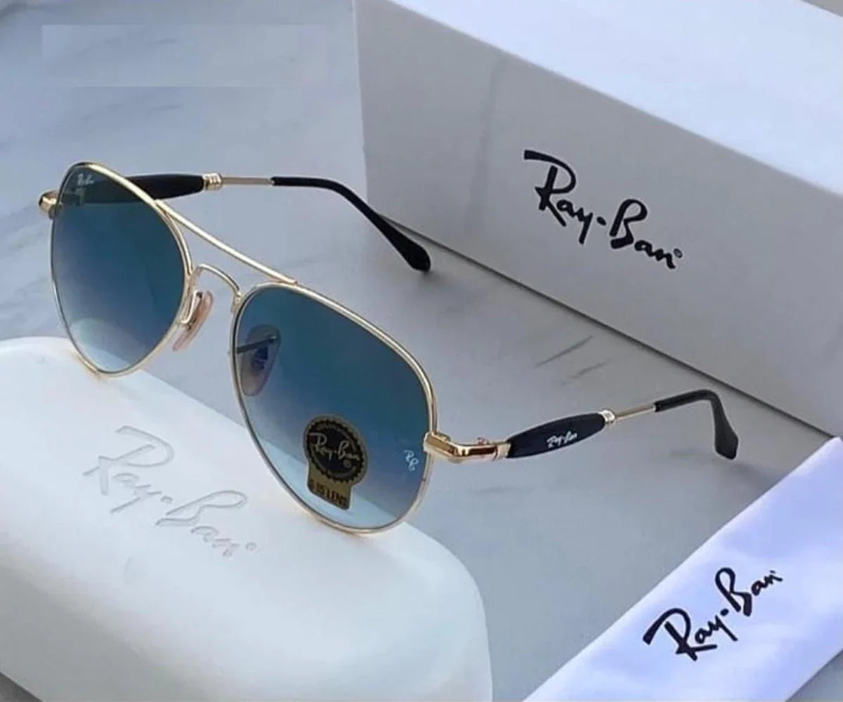 Luxury Blue Shade & Gold  Oval Vintage Sunglasses