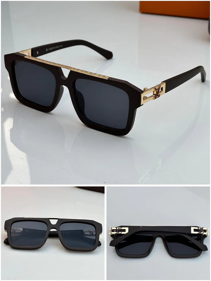 Golden & Dark Brown Unisex Sunglasses