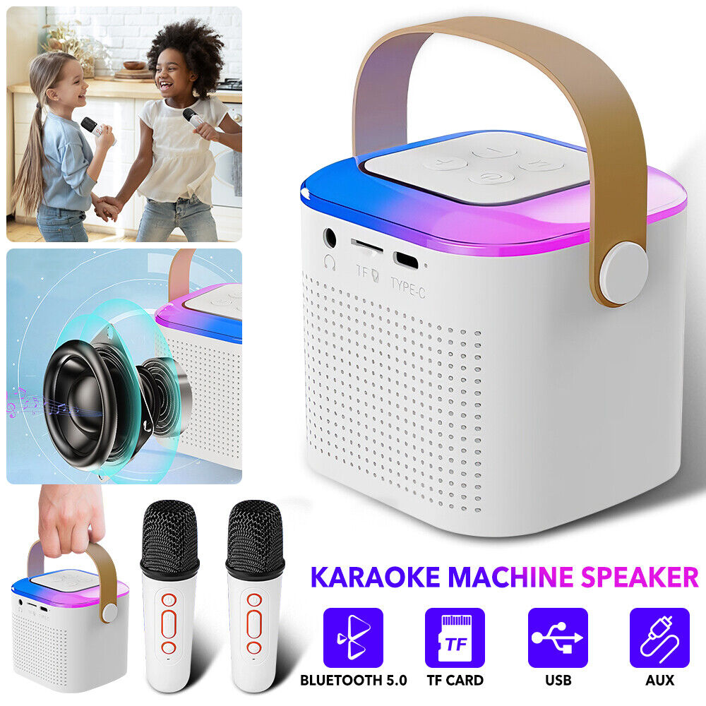 Mini Karaoke Machine, RGB Light Wireless Speaker Microphone Set