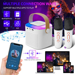 Mini Karaoke Machine, RGB Light Wireless Speaker Microphone Set